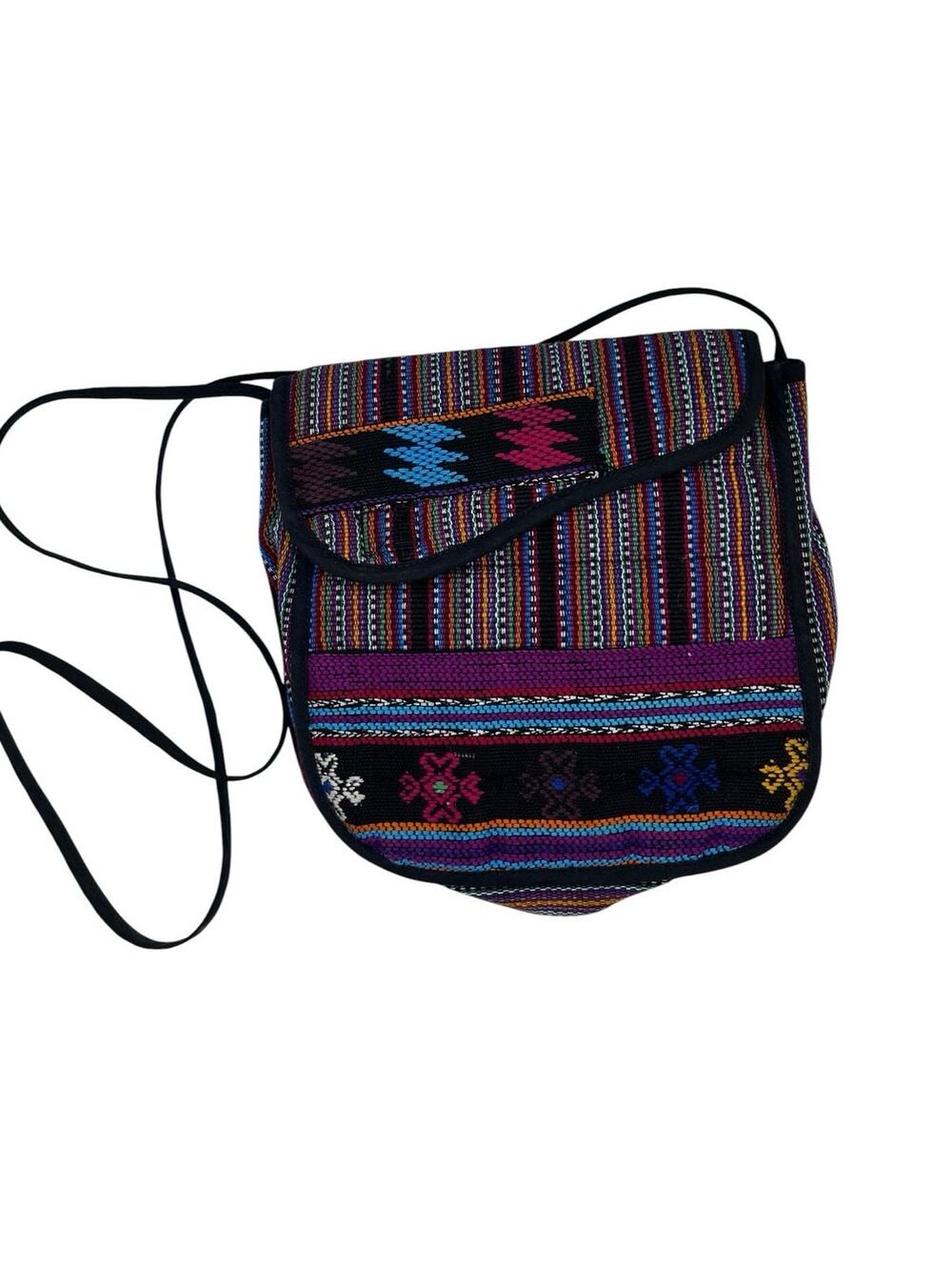 Quilted Needlepoint Multicolor Cloth Crossbody Messenger Bag Small Hippie Boho